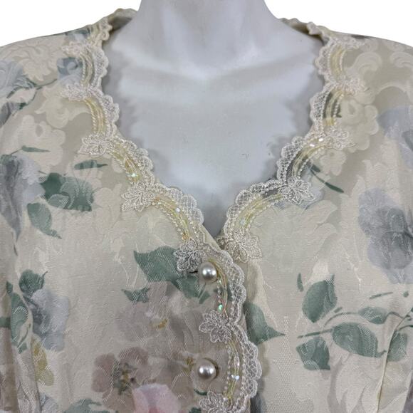 Nah Nah Collection Nahdree Vintage 80s Floral Sequin Ivory Coquette Jacket 14 - Picture 5 of 16